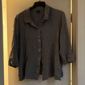 Eileen woman Fisher Black and White Textured Blouse rayon blend size 2x